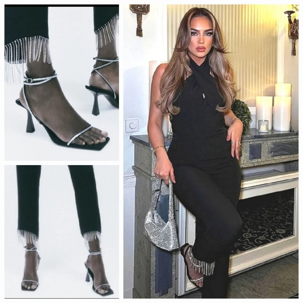 Zara fringe long jumpsuit black Size S